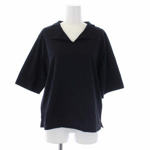 20SS 襟付き カットソー 半袖 プルオーバー ニット 切替 2 M 黒 ブラック