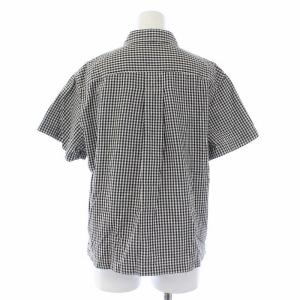MHL. 17SS COTTON GINGHAM ブラウス シャツ 半袖 ギンガムチェック 2 M 黒 白 ブラック ホワイト