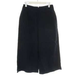 2018 ワイドパンツ ガウチョパンツ 麻 リネン 2 ネイビー