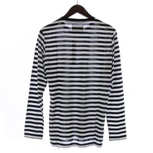 LOUNGE LIZARD Tシャツ カットソー ロンT 長袖 クルーネック ボーダー 2 ホワイト ブラック