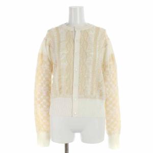 22SS ニットカーディガン 刺繍 装飾 メッシュ 長袖 1 ホワイト ベージュ