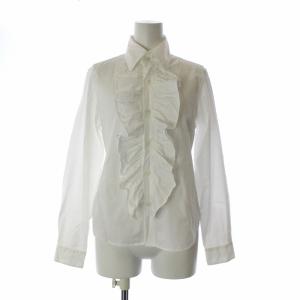 シャツ ブラウス 長袖 フリル S ホワイト