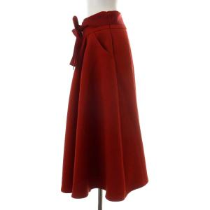 M'S GRACY 21年 フレアスカート ひざ丈 リボン 38 レッド