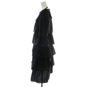 M'S GRACY 21年 ワンピース ひざ丈 リボン ティアード 7分袖 38 M 黒 ブラック