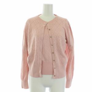 22SS モノグラムニット アンサンブル カーディガン 長袖 セーター 半袖 ピンク
