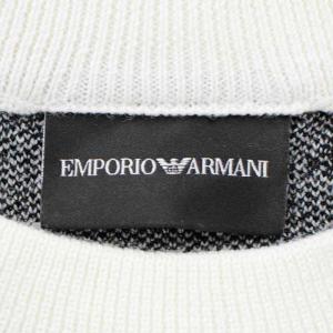 EMPORIO ARMANI 19年製 ニット セーター プルオーバー 長袖 ロゴ S ホワイト ブラック