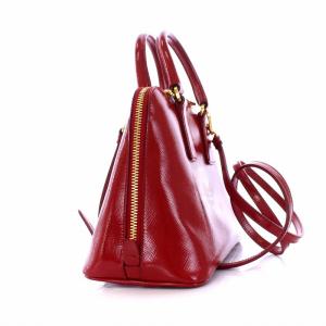 PRADA BL0838 ハンドバッグ 2WAY エナメル 三角プレート 赤