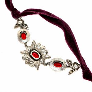 LANVIN PARIS チョーカー カラーストーン ベロア 紫 パープル