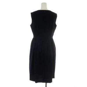 René 近年モデル ワンピース ひざ丈 ノースリーブ リボン 34 S 紺 ネイビー 5736310