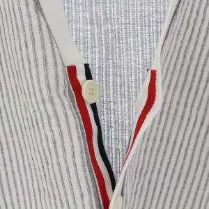 THOM BROWNE カーディガン トリコロール リブ ストライプ 長袖 1 S ホワイト グレー