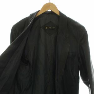 LANVIN PARIS テーラードジャケット レザージャケット シングル 2B ノーベント ラムレザー シルク