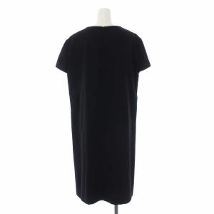 CELINE ノーカラー ロングワンピース 半袖 ベルト フランス製 44 ブラック