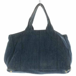 PRADA CANAPA ハンドバッグ トートバッグ デニム ロゴ ネイビー
