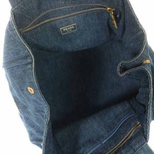 PRADA CANAPA ハンドバッグ トートバッグ デニム ロゴ ネイビー