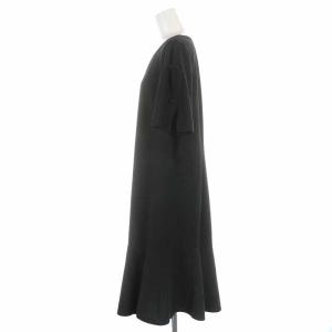 TO BE CHIC 19SS フレアワンピース ロング リボン 半袖 大きいサイズ 46 XXL 黒 ブラック