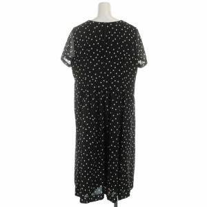 Leilian ストレートワンピース ロング ドット 13+ XL 黒