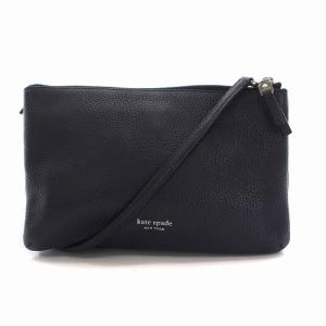 ショルダーバッグ ポシェット レザー ネイビー