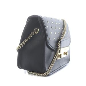 FURLA メトロポリス ショルダーバッグ ポシェット レザー チェーン スタッズ ブラック