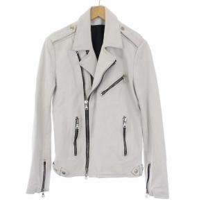 BALMAIN ダブルライダースジャケット 羊革 48 ライトグレー