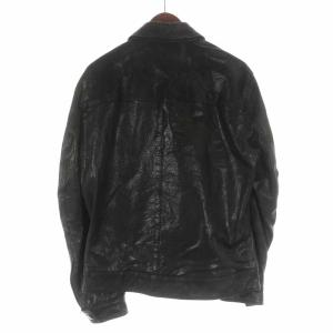 DOLCE&GABBANA レザージャケット 羊革 ジップアップ ロゴプレート 48 ブラック