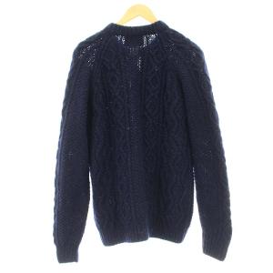 WOOLRICH カーディガン ウール アランニット L ネイビー