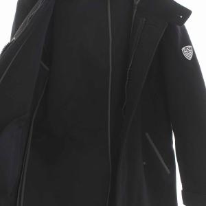 EMPORIO ARMANI EA7 ロングコート フード付き ジップアップ M ブラック