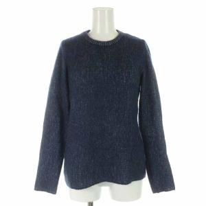 lucien pellat finet ニット セーター プルオーバー カシミヤ シルク混 マリファナ柄 長袖 S ネイビー