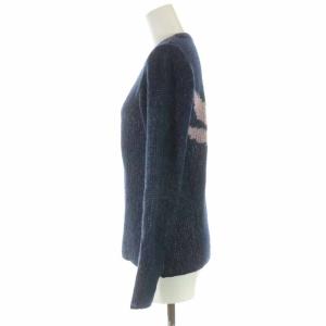 lucien pellat finet ニット セーター プルオーバー カシミヤ シルク混 マリファナ柄 長袖 S ネイビー