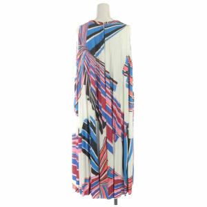 Emilio Pucci プリーツワンピース ロング プッチ柄 ノースリーブ F38 青 赤