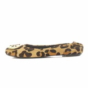 TORY BURCH フラットシューズ バレエシューズ レオパード ヒョウ柄 ハラコ 7 ベージュ ブラウン