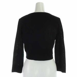 René ニットカーディガン ショート丈 ビジュー フラワー ストーン パール 七分袖 34 ブラック