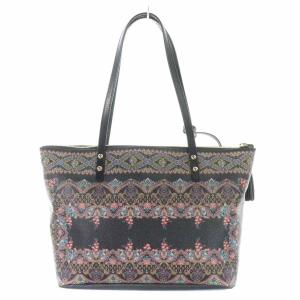 ETRO トートバッグ フェイクレザー 総柄 黒