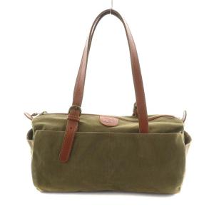 ショルダーバッグ ハンドバッグ レザー キャンバス カーキ ブラウン