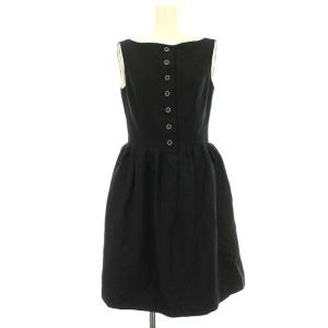Canele ワンピース ノースリーブ ひざ丈 コクーンスカート 38 黒