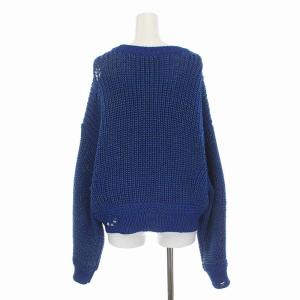 DIESEL セーター ニット ダメージ加工 チャーム付き 長袖 M ブルー