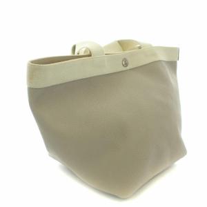 Hervé Chapelier 707GP トートバッグ ハンドバッグ 舟型 コーテッドキャンバス L グレー ホワイト