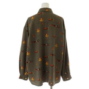 Leilian ブラウス シャツ 長袖 プリント 気球 大きいサイズ 13+ XL ブラウン