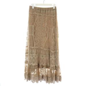 フレアスカート マキシ ロング レース36 S ベージュ
