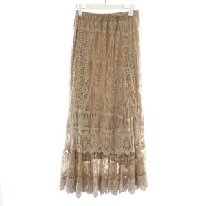 GRACE CONTINENTAL フレアスカート マキシ ロング レース36 S ベージュ