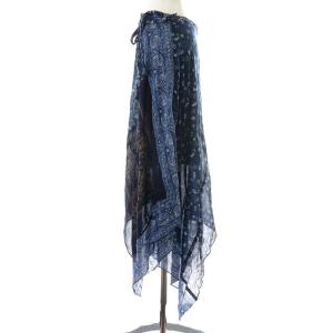 DIESEL フレアスカート ひざ丈 パッチワーク ペイズリー柄 25 M 紺 ネイビー