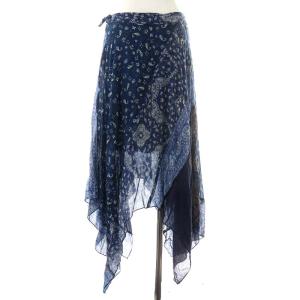 DIESEL フレアスカート ひざ丈 パッチワーク ペイズリー柄 25 M 紺 ネイビー