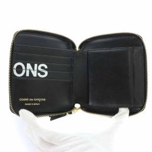 COMME des GARCONS HUGE LOGO 財布 二つ折り ミニ レザー ロゴ ブラック