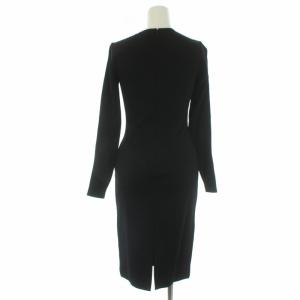 POLO RALPH LAUREN ワンピース 長袖 ロング タイト ストレッチ サイドレザー XS ブラック