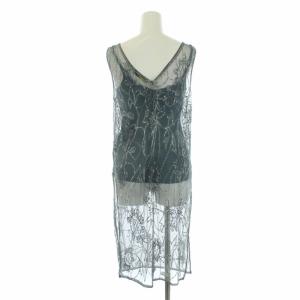 POLO RALPH LAUREN キャミソール付きスパンコール刺繍ワンピース ロング Vネック ノースリーブ 総柄 0 XS ライトグレー