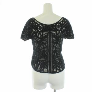 POLO RALPH LAUREN カットソー 半袖 レース 刺繍 シースルー シアー 0 XS 黒 ブラック