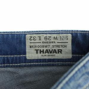 DIESEL THAVAR ストレッチ スキニー ジップフライ USED加工 W29L32 M インディゴ