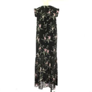 ADORE 17SS ワンピース フラワープリント 花柄 ノースリーブ ロング 38 ブラック