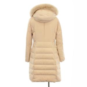 ANAYI 18AW ダウンコート ロング フォックスファー フード 2way ウール 38 ピンクベージュ