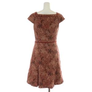 TOCCA ワンピース ひざ丈 ツイード 花柄 刺繍 フレンチスリーブ 0 XS 赤 レッド