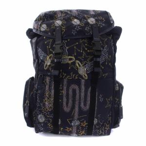 バックパック 宇宙総柄 ナイロン レザー 紺